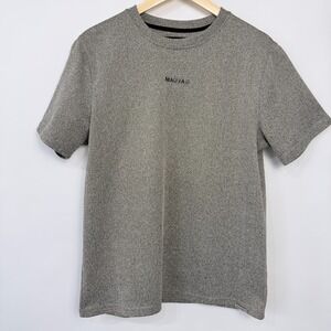 Mauvais Herringbone Spellout Short Sleeve T Shirt Mens L‎ Brown Stretch Textured